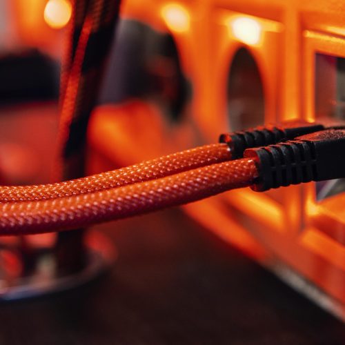 cables-red-light-background