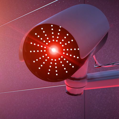 View of a Security CCTV camera system - 3d rendering
